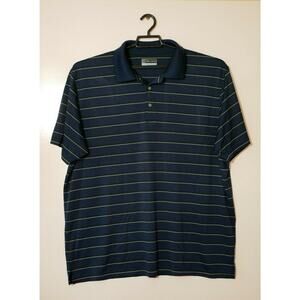 PGA Tour Airflux Mens Polo Shirt 2XL XXL Blue Striped Golfer Short Sleeve Golf